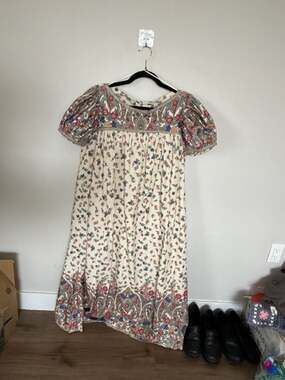 NWT Free People Botanical Blossom Midi Dress in Shortbread Combo
